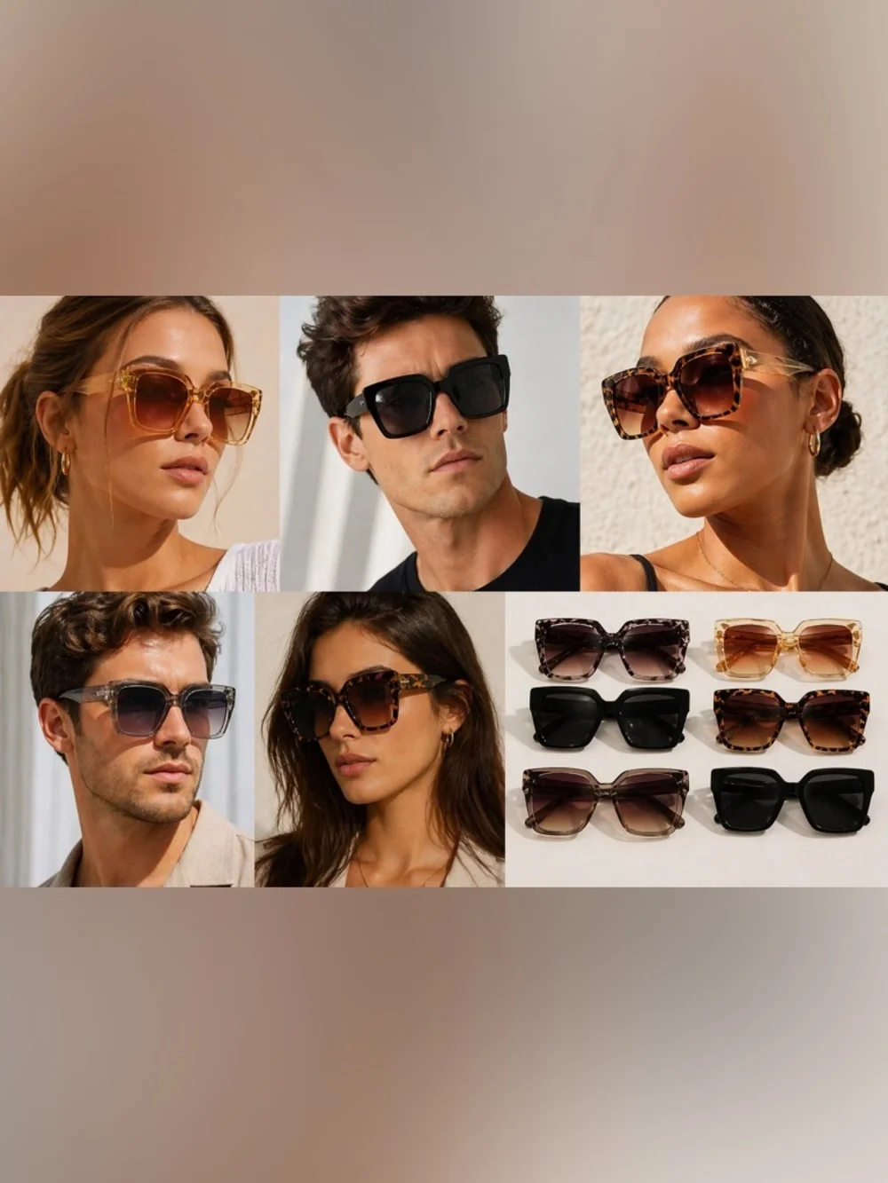 6-Pair Women’s Fashion Sunglasses Set - Mixed Colors